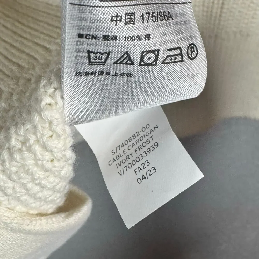 Gap‎ Fisherman Chunky Knit Cardigan Cream 100% Cotton Grandpacore Men’s - Size M